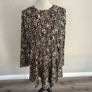 Lush Black and Tan Abstract Dress